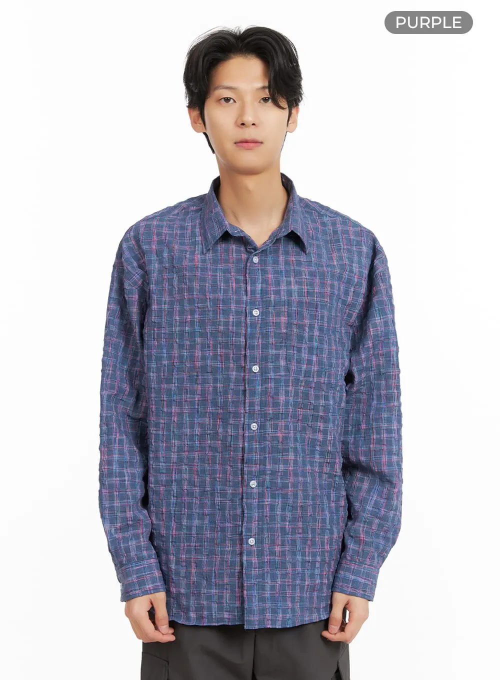 Men's Plaid Textured Shirt IA402