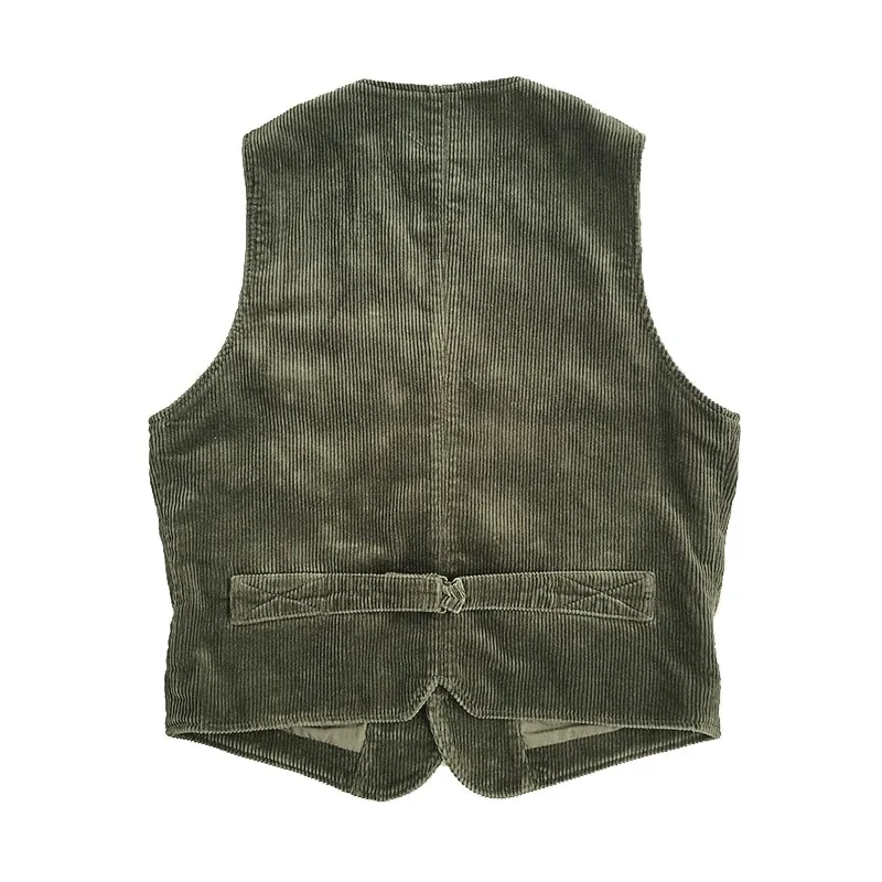 Men's Slim Fit Corduroy Safari Vest with Pockets