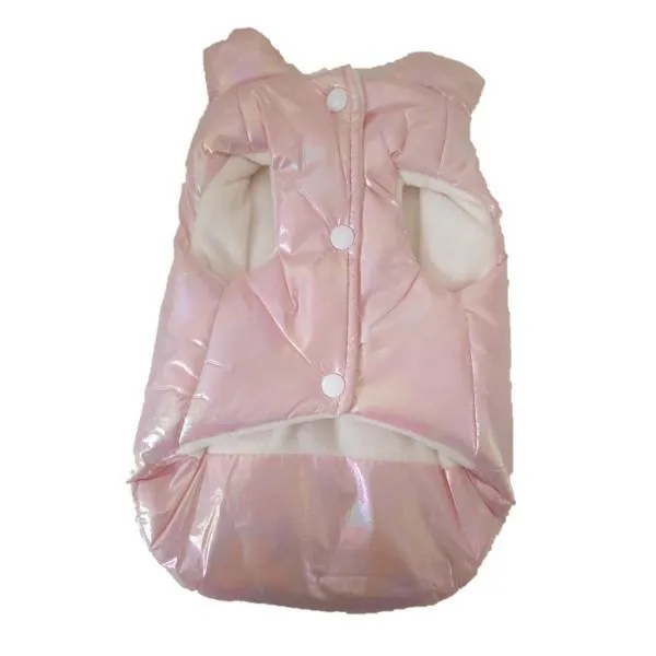 Metallic Puffer Jacket For Dogs - Pink