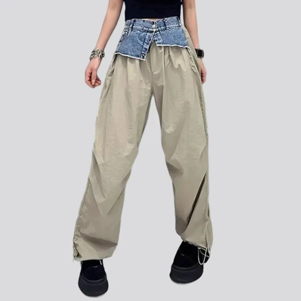 Mixed-fabrics women's denim pants