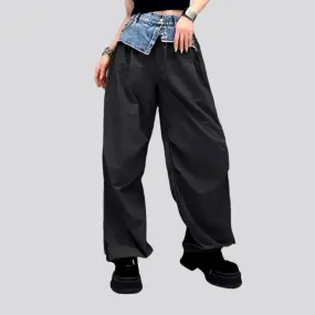 Mixed-fabrics women's denim pants