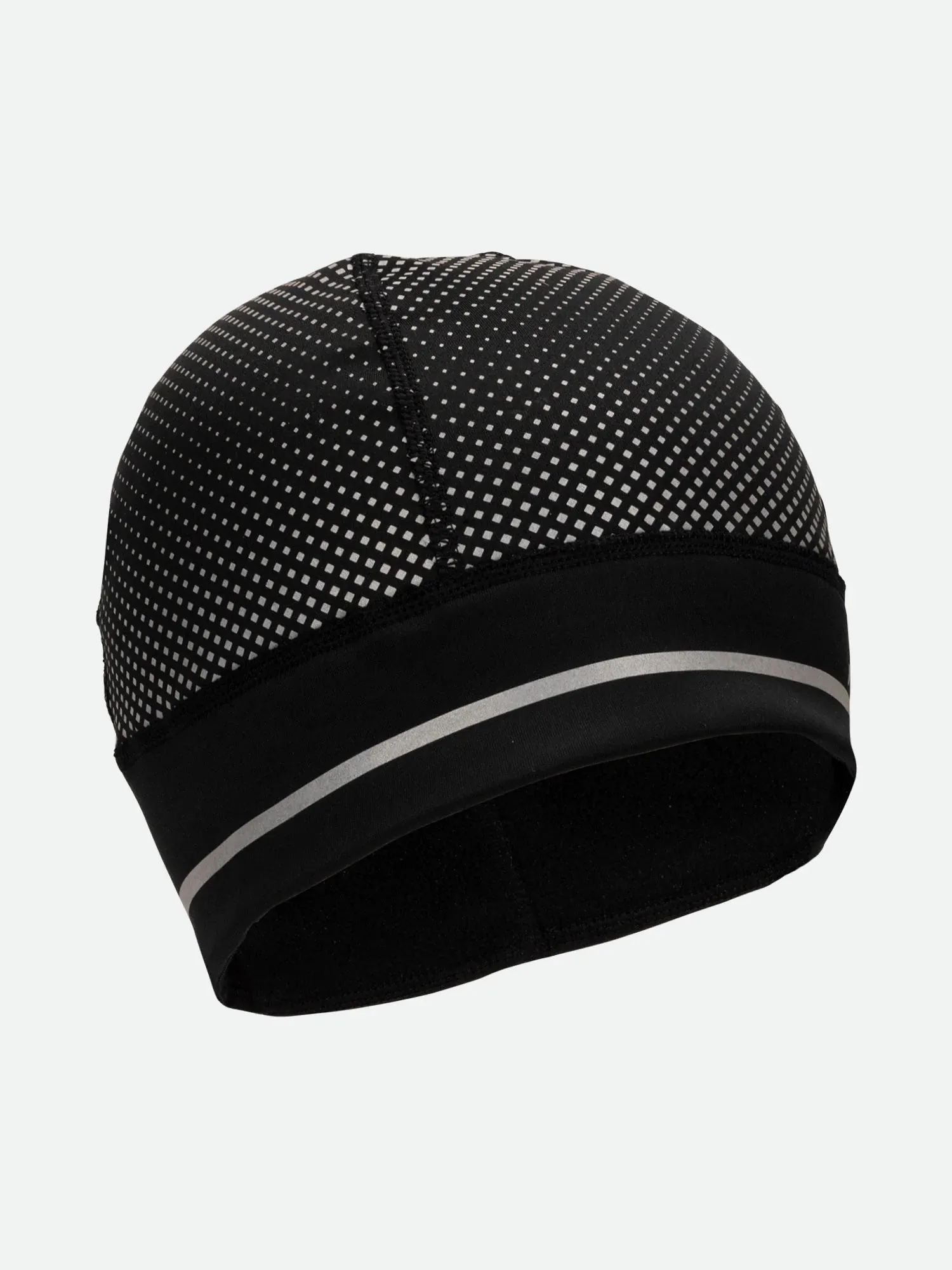 Nathan | HyperNight Reflective Ponytail Beanie | Black/Geo Print