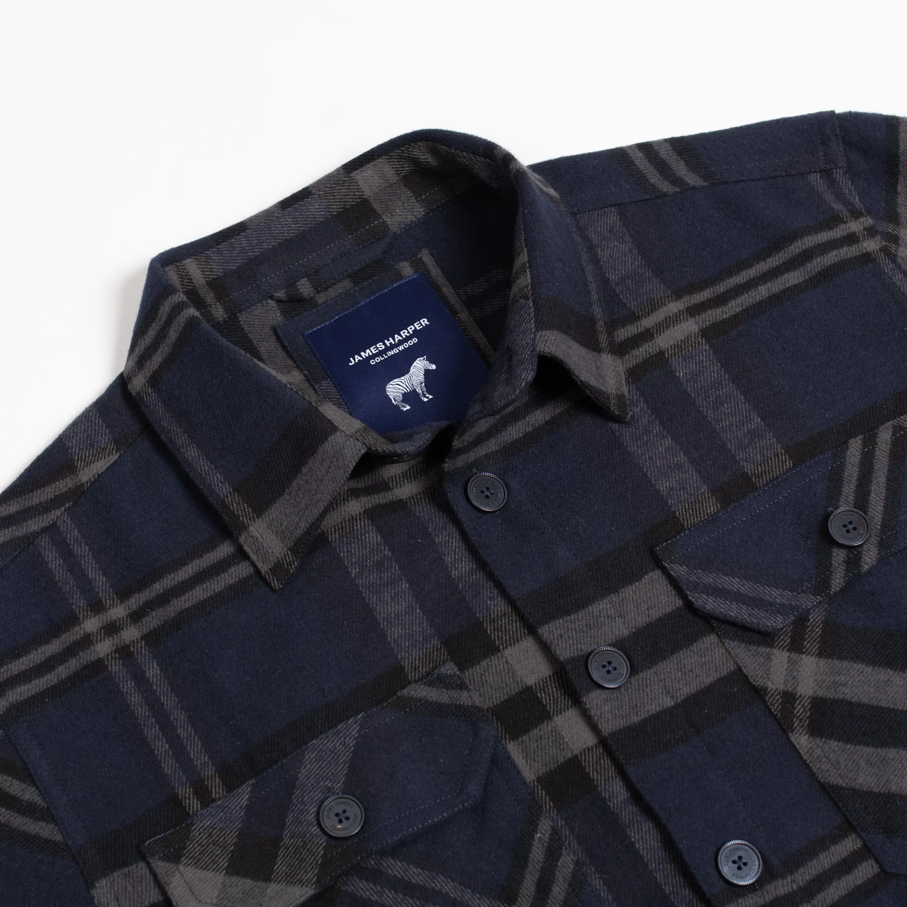 Navy Check Overshirt Jacket