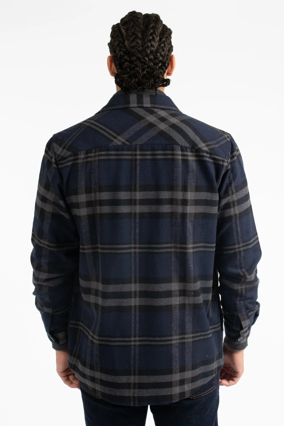 Navy Check Overshirt Jacket