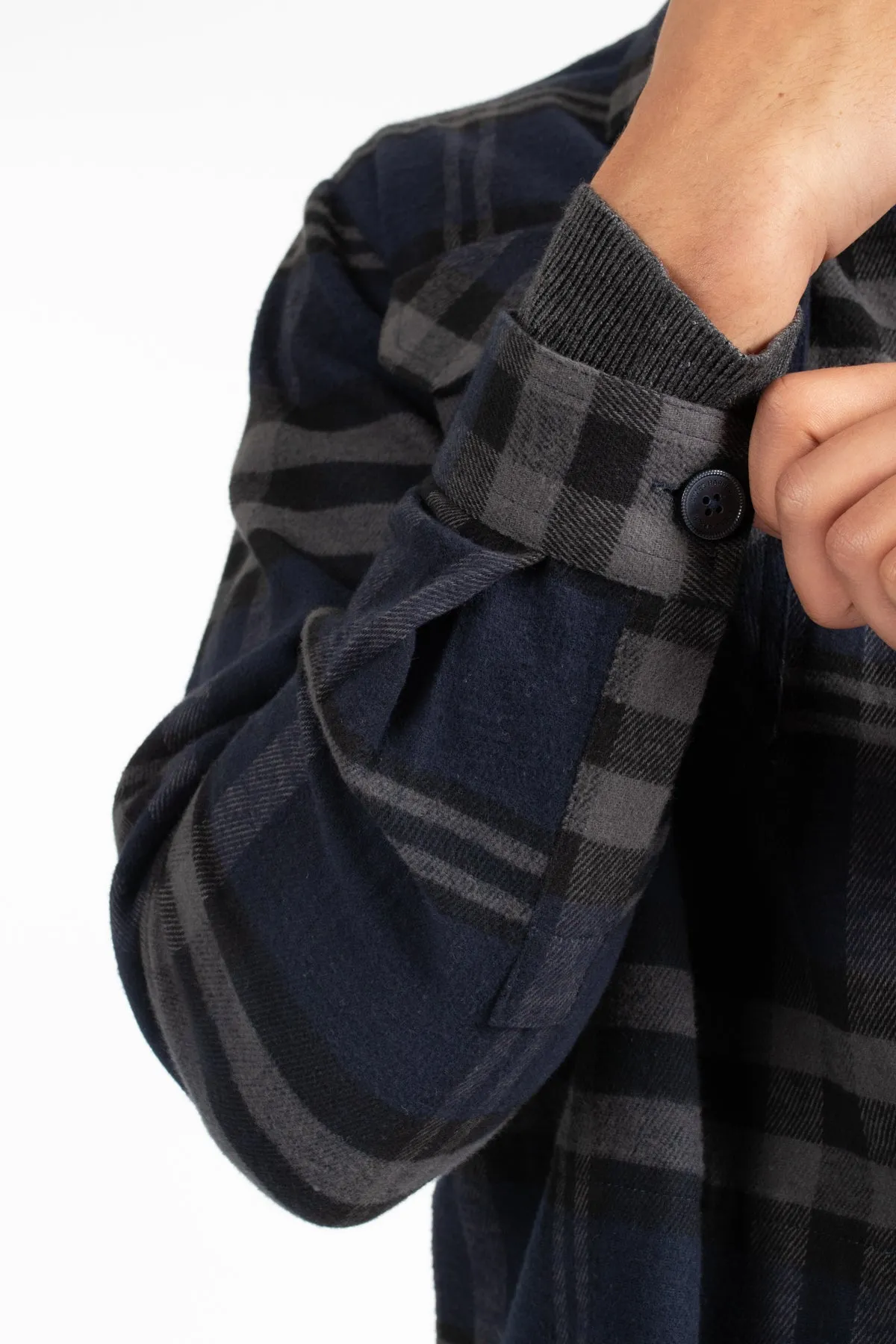 Navy Check Overshirt Jacket