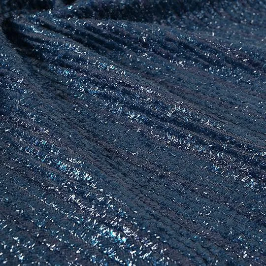 Navy Fancy Tweed Fabric 1521