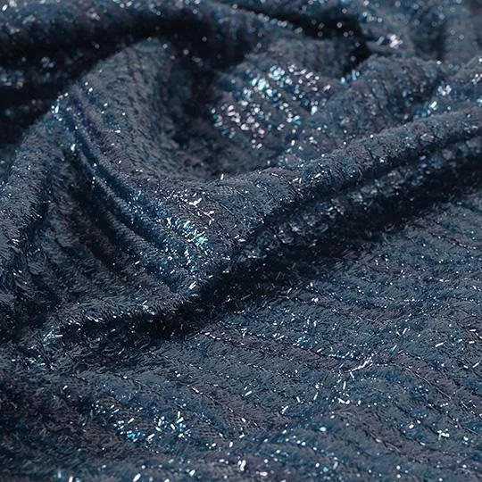 Navy Fancy Tweed Fabric 1521