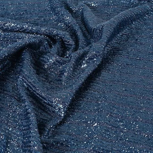 Navy Fancy Tweed Fabric 1521