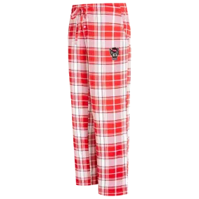 NC State Wolfpack Ladies Red and White Wolfhead Plaid Knit Pants