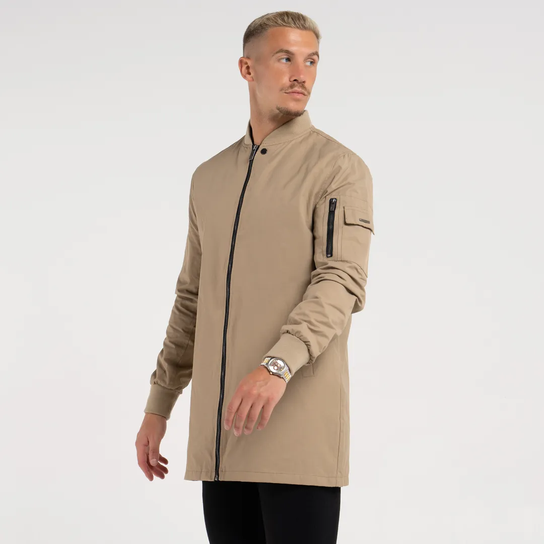 Neves Longline Bomber Jacket - Sand