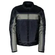 NexGen SH2095 Men's 'Racer' Black and Grey Reflective Textile Motorcycle Jacket