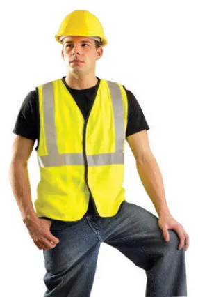 OccuNomix 2X Hi-Viz Yellow OccuLux Premium Economy Light Weight Flame Resistant Solid Modacrylic Class 2 Vest With Front Hook And Loop Closure And 3M Scotchlite 2" Reflective Tape And 1 Pocket