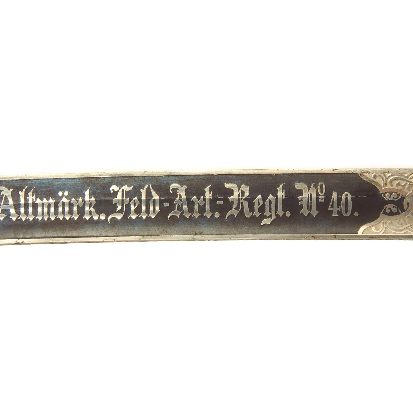 Original Imperial German WWI Etched 40th Field Artillery NCO Dove's Head Sword by W.K. & C. - Altmärkisches Feldartillerie-Regiment Nr. 40