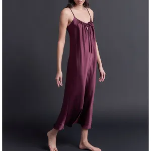 Paneled Slip Dress in Garnet Bias Silk Charmeuse