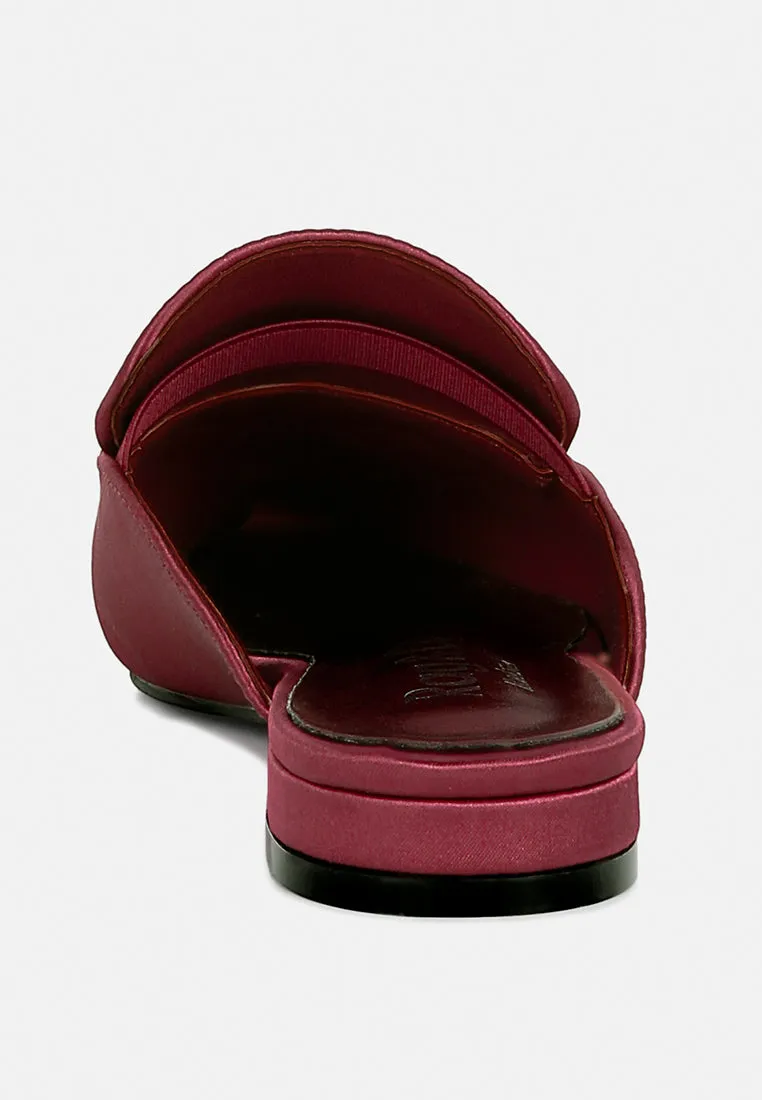 PERRINE Diamante Brooch Slip On Mules in Burgundy