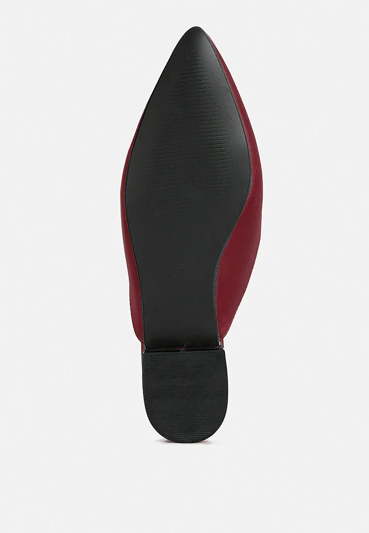 PERRINE Diamante Brooch Slip On Mules in Burgundy