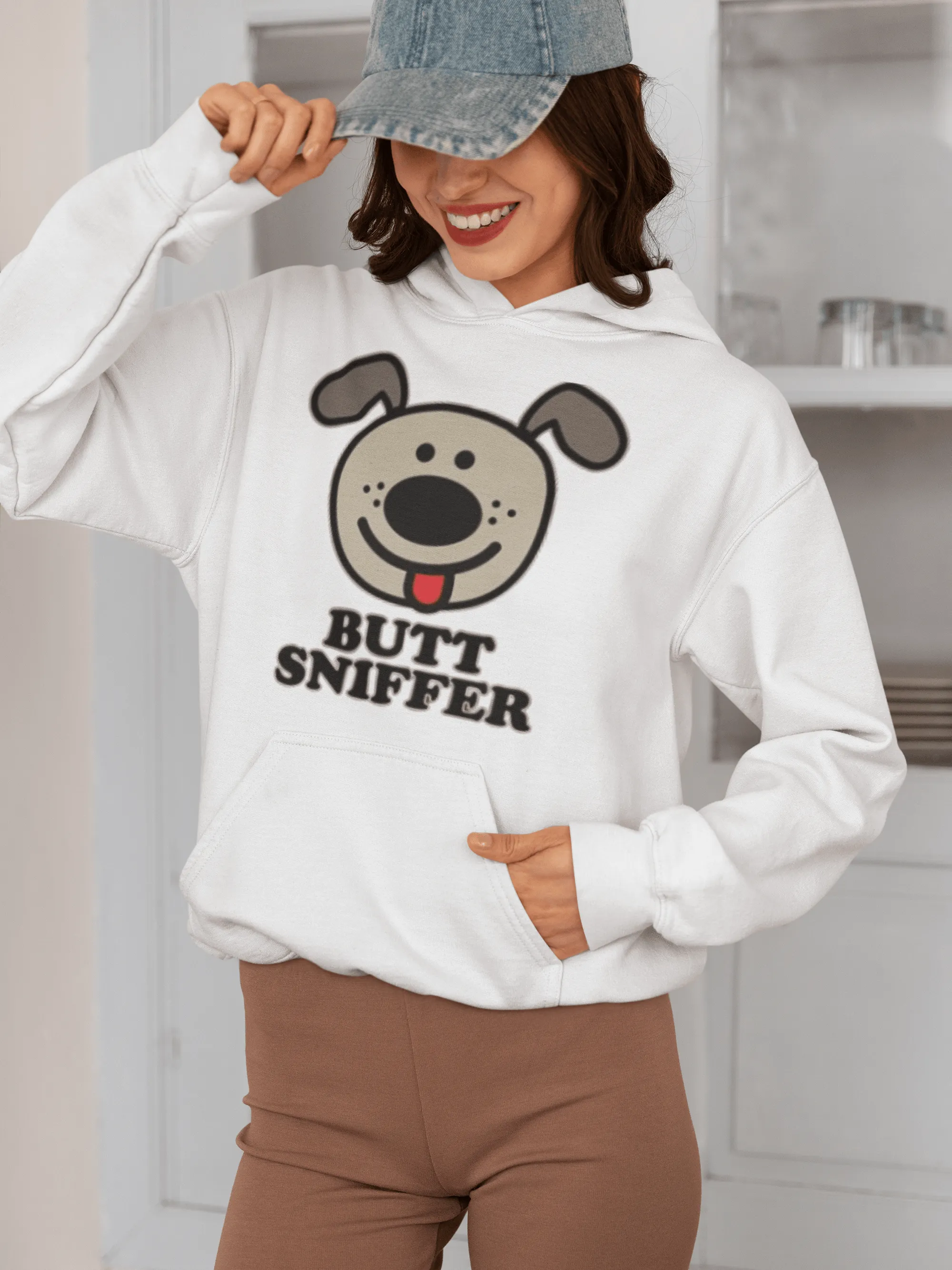 Pet Owner Hoodie Butt Sniffer Dog Ultra Soft Midweight Cotton Blend Pullover