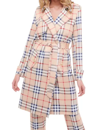 Peter Nygard Suede Plaid Trench Coat