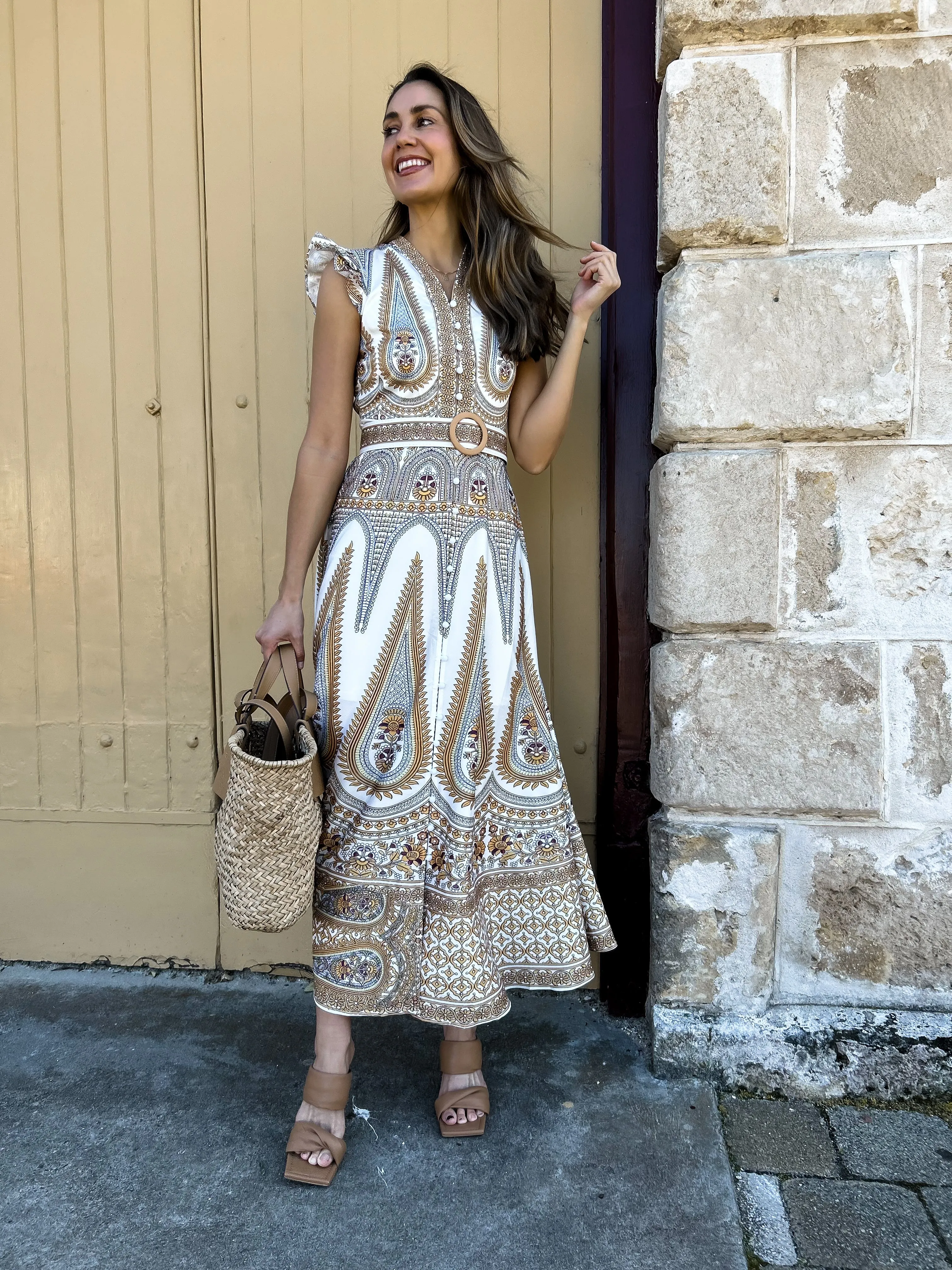 PEYTON Belted Midi Dress