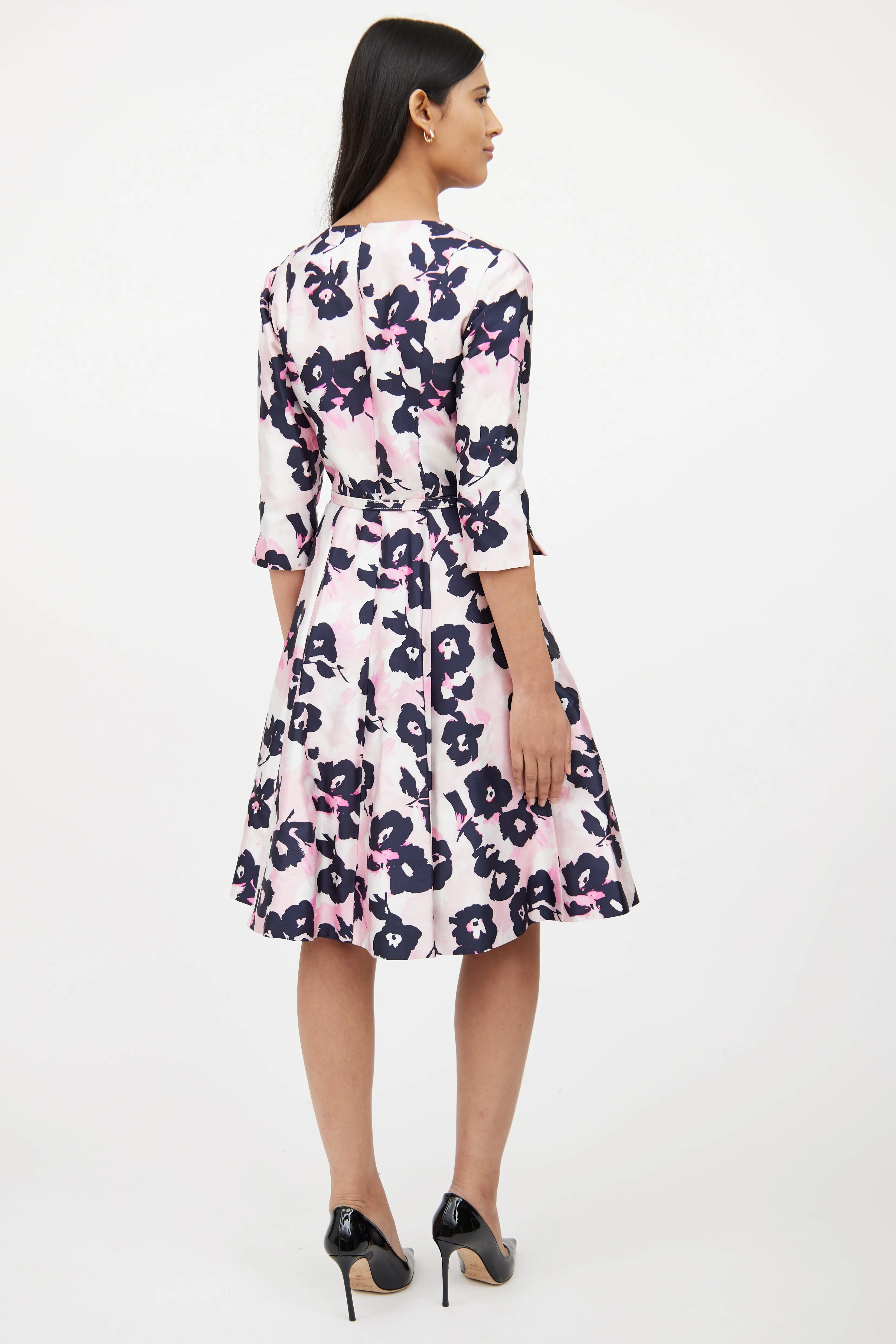 Pink & Black Floral Tea Dress