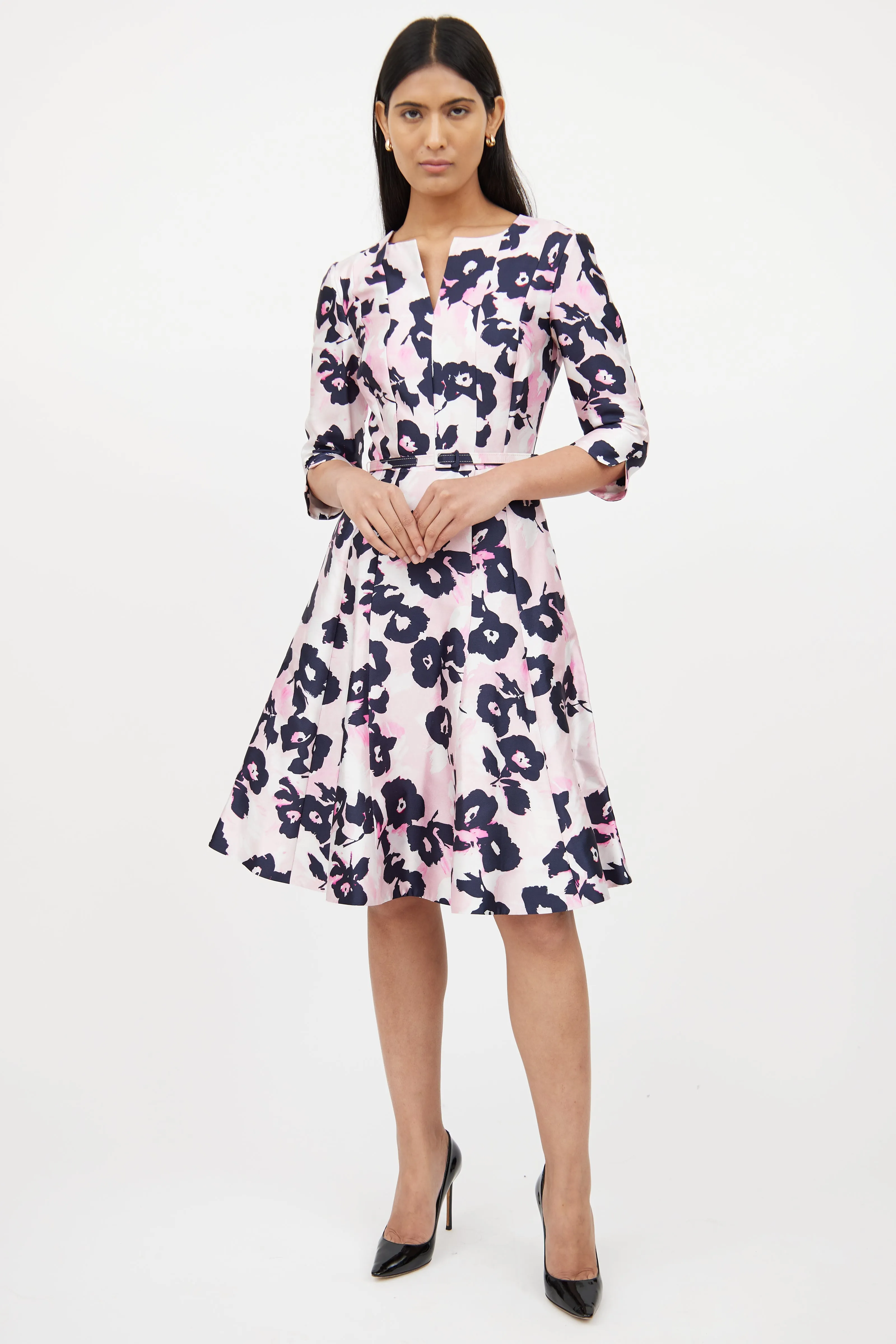 Pink & Black Floral Tea Dress