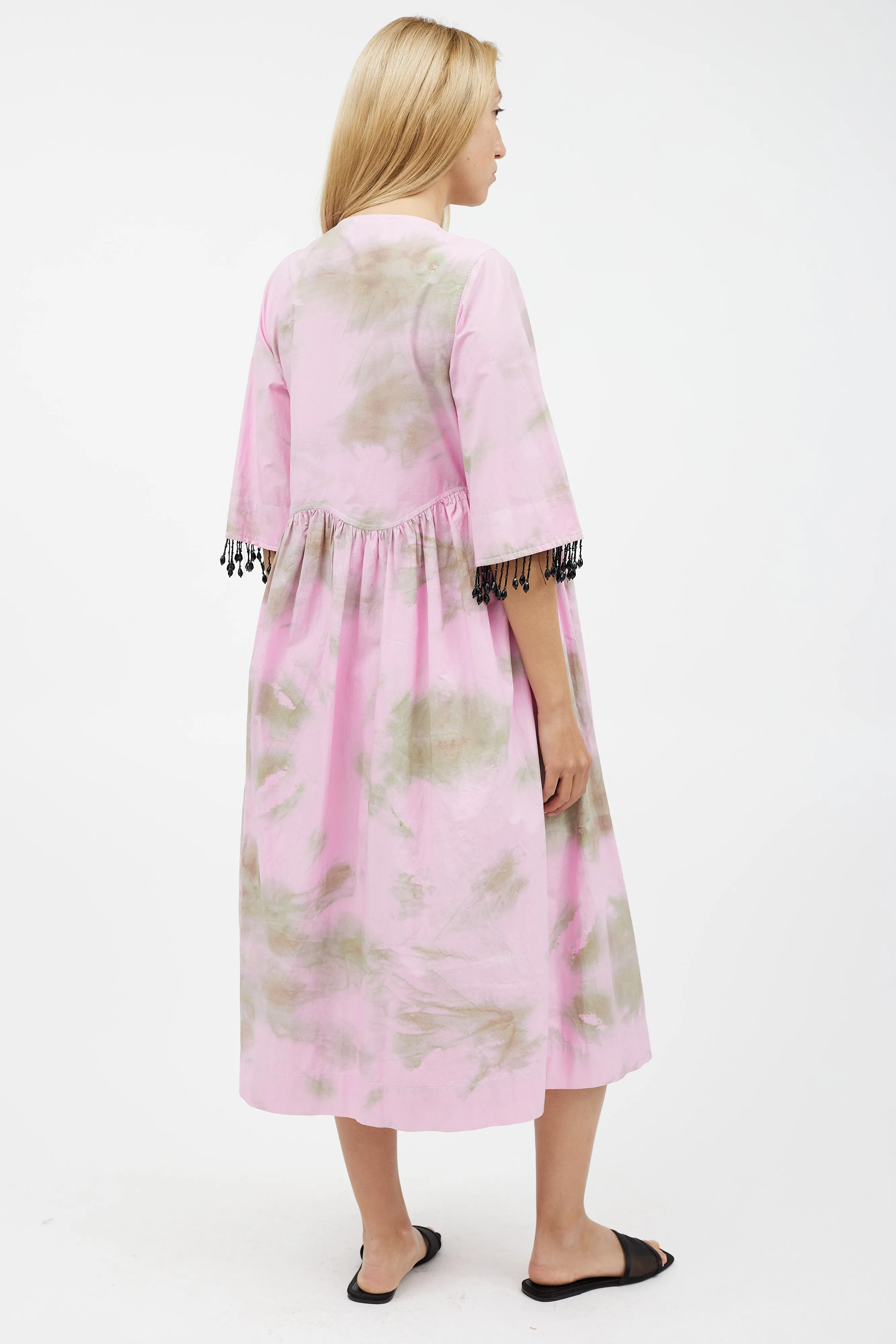 Pink & Green Tie Dye Wrap Dress