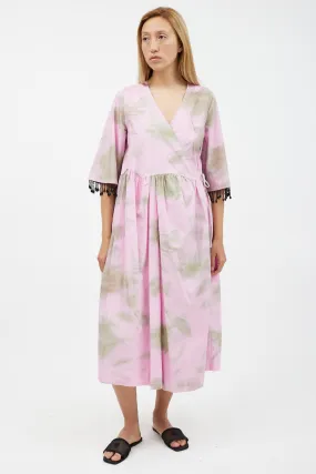 Pink & Green Tie Dye Wrap Dress