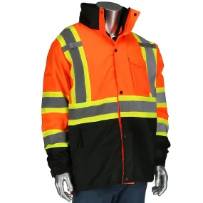 PIP 333-1772-OR/M 3-in-1 Class 3 Ripstop Two-Tone Jacket with Removable Grid Fleece Inner Jacket