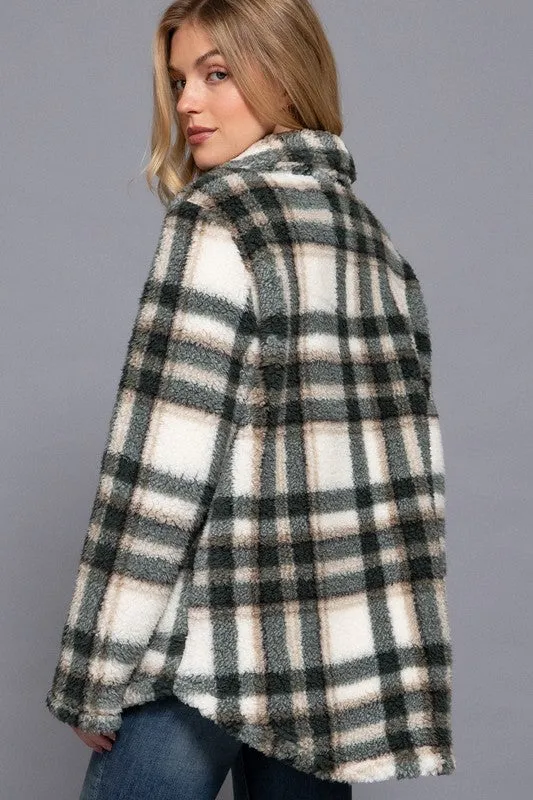 Plaid Oversized Faux Fur Shacket