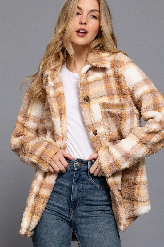 Plaid Oversized Faux Fur Shacket