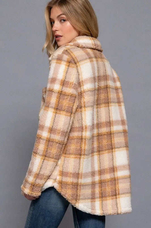 Plaid Oversized Faux Fur Shacket