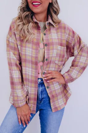 Plaid Pocketed Long Sleeve Shacket