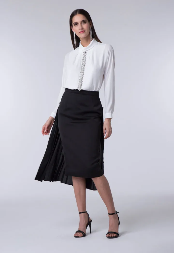 Pleated Back Pencil Skirt