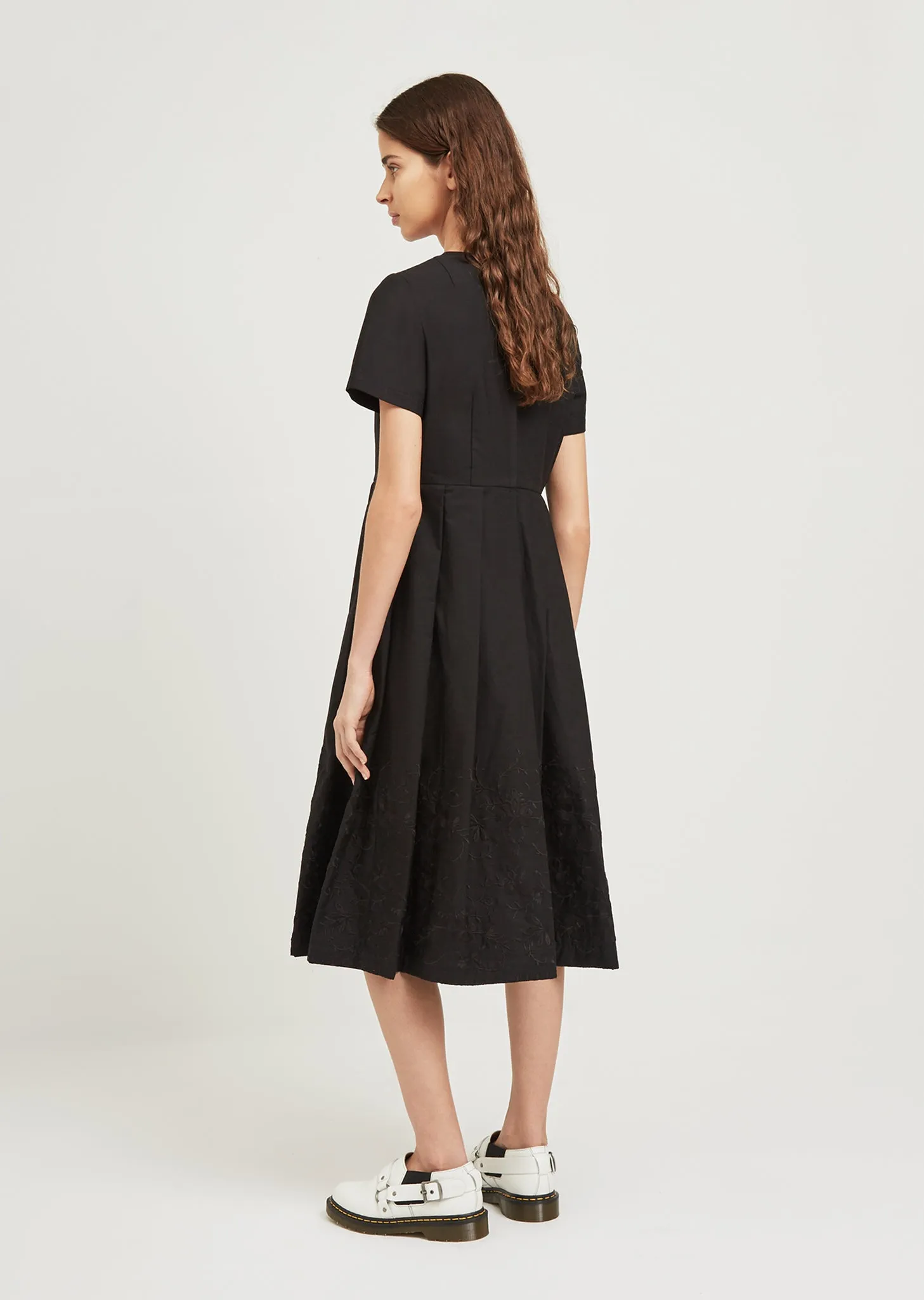 Pleated Embroidered Dress