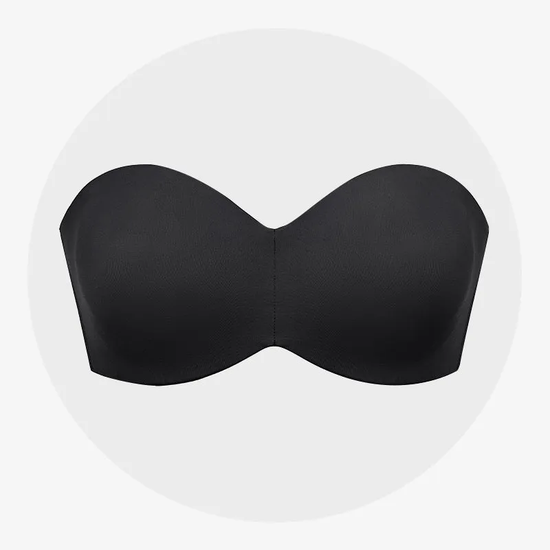 Plus Size Non-Slip Strapless Invisible Wirefree Bra Black