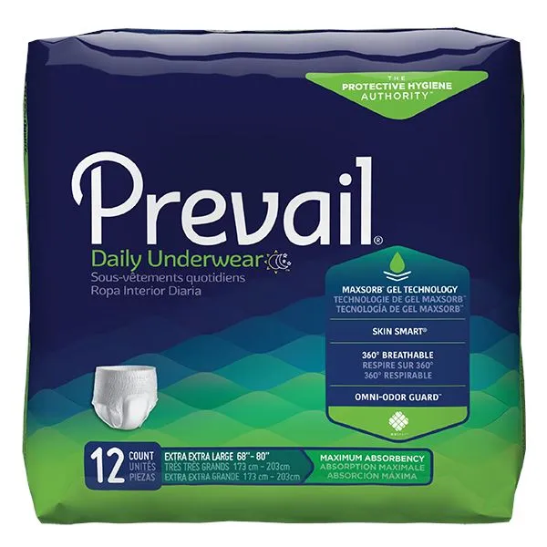 Prevail Adult Daily Disposable Underwear Pull Up Style Maximum Absorbency