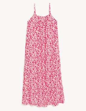 Printed Square Neck Midi Slip Dress