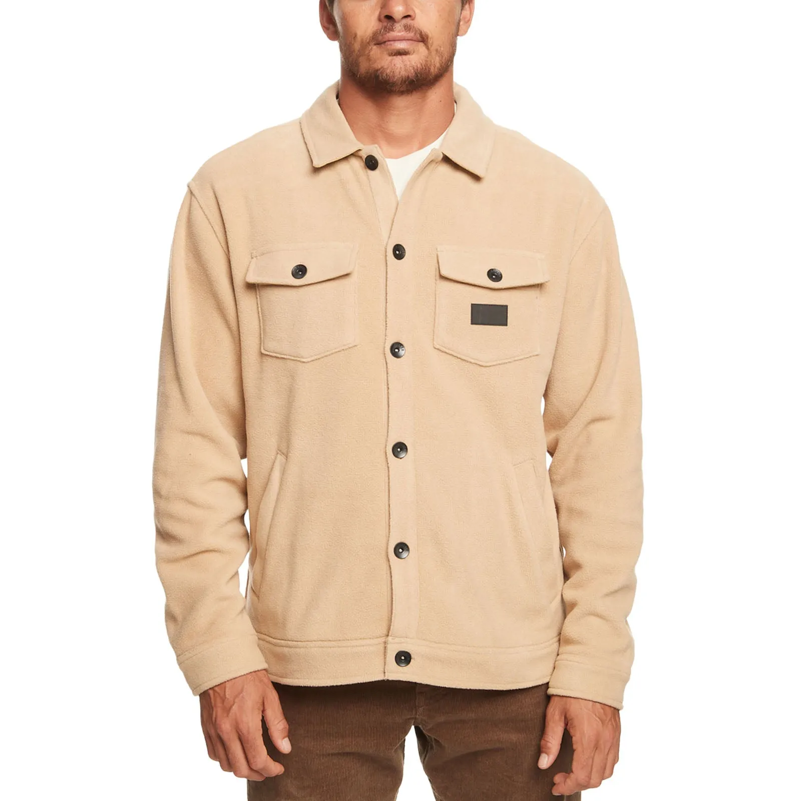 Quiksilver Mens Sherpa Fleece Button Front Overshirt Jacket - Plage