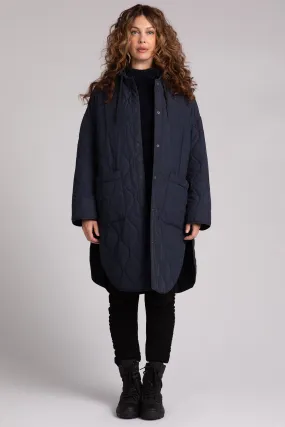 Quilted Maxi Shacket | Navy