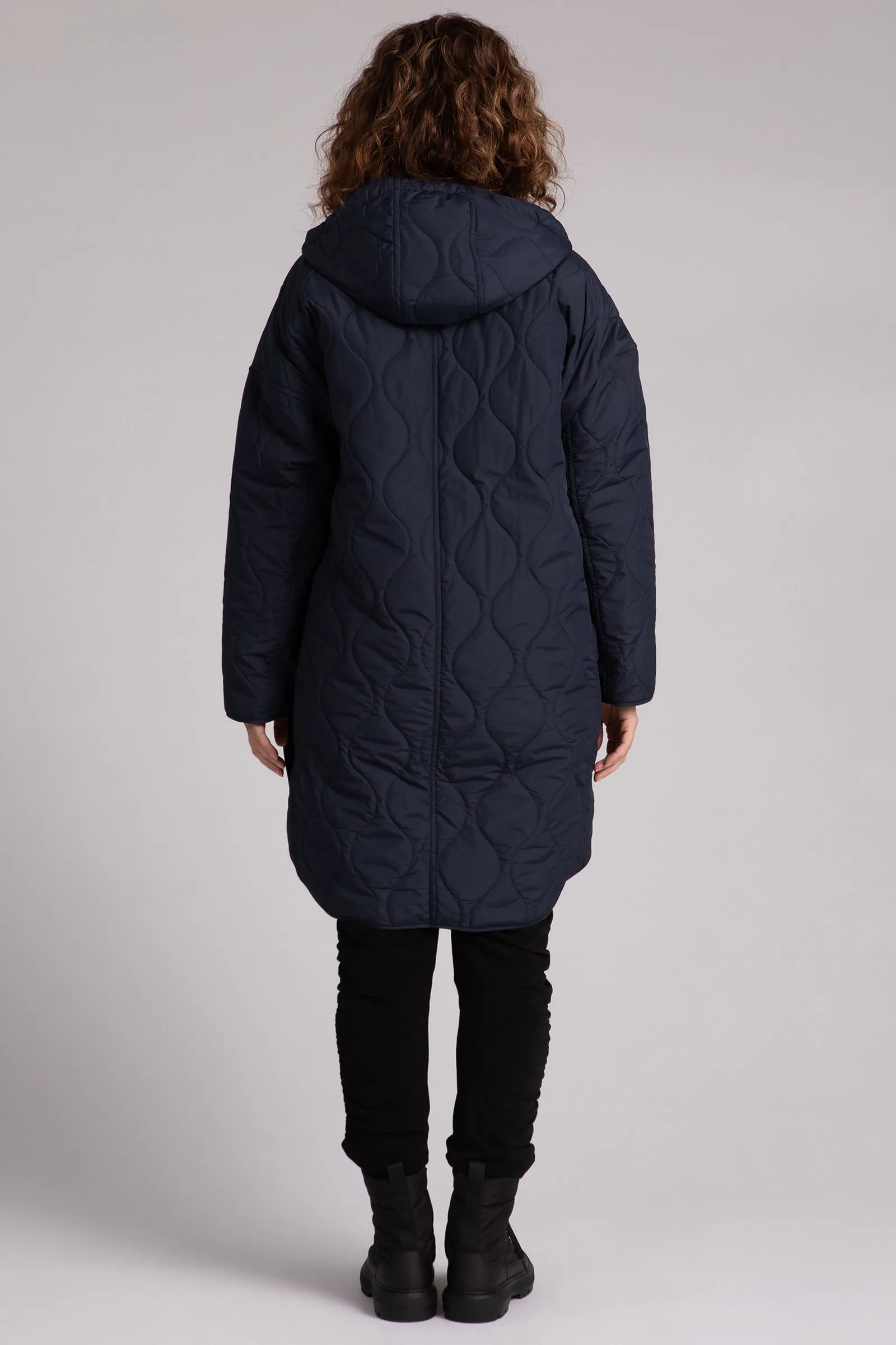 Quilted Maxi Shacket | Navy