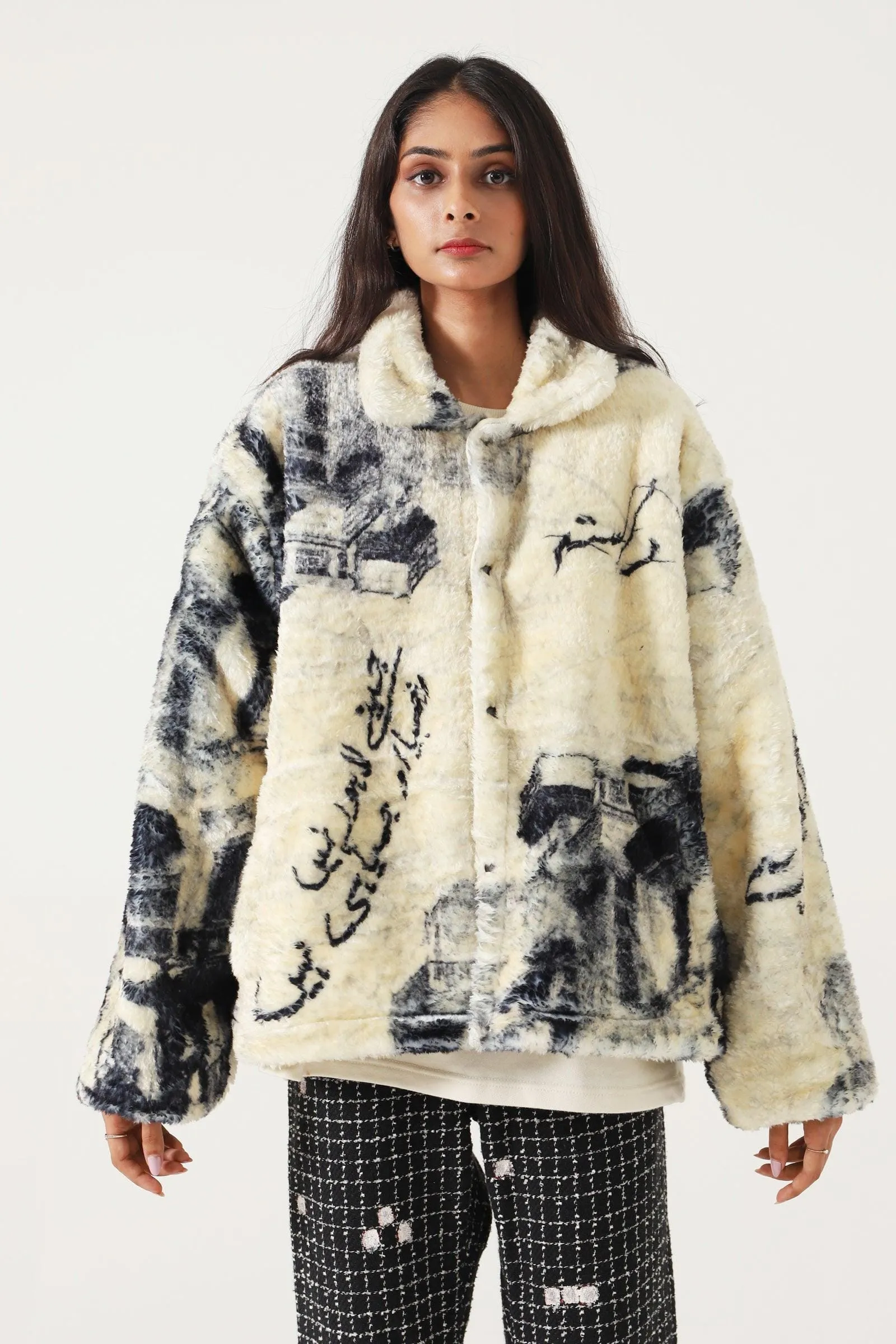 "FROM LAHORE WITH LOVE" SHERPA JACKET