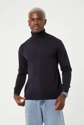 Recess Premium Navy Knit Turtle Neck Sweater