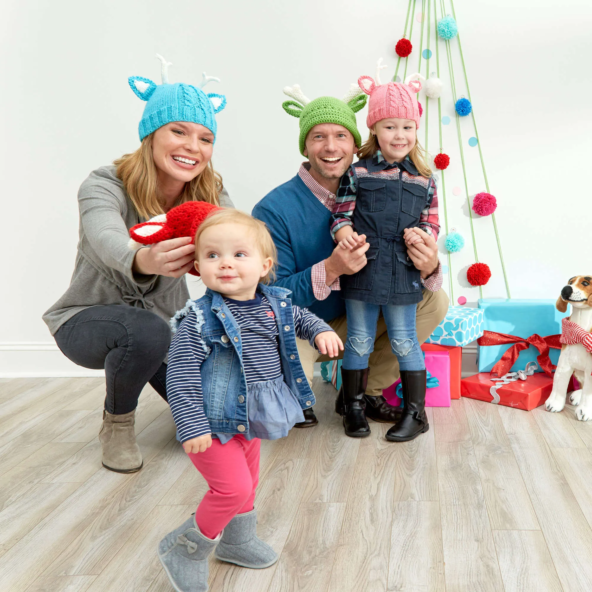 Red Heart Reindeer Crochet Hats