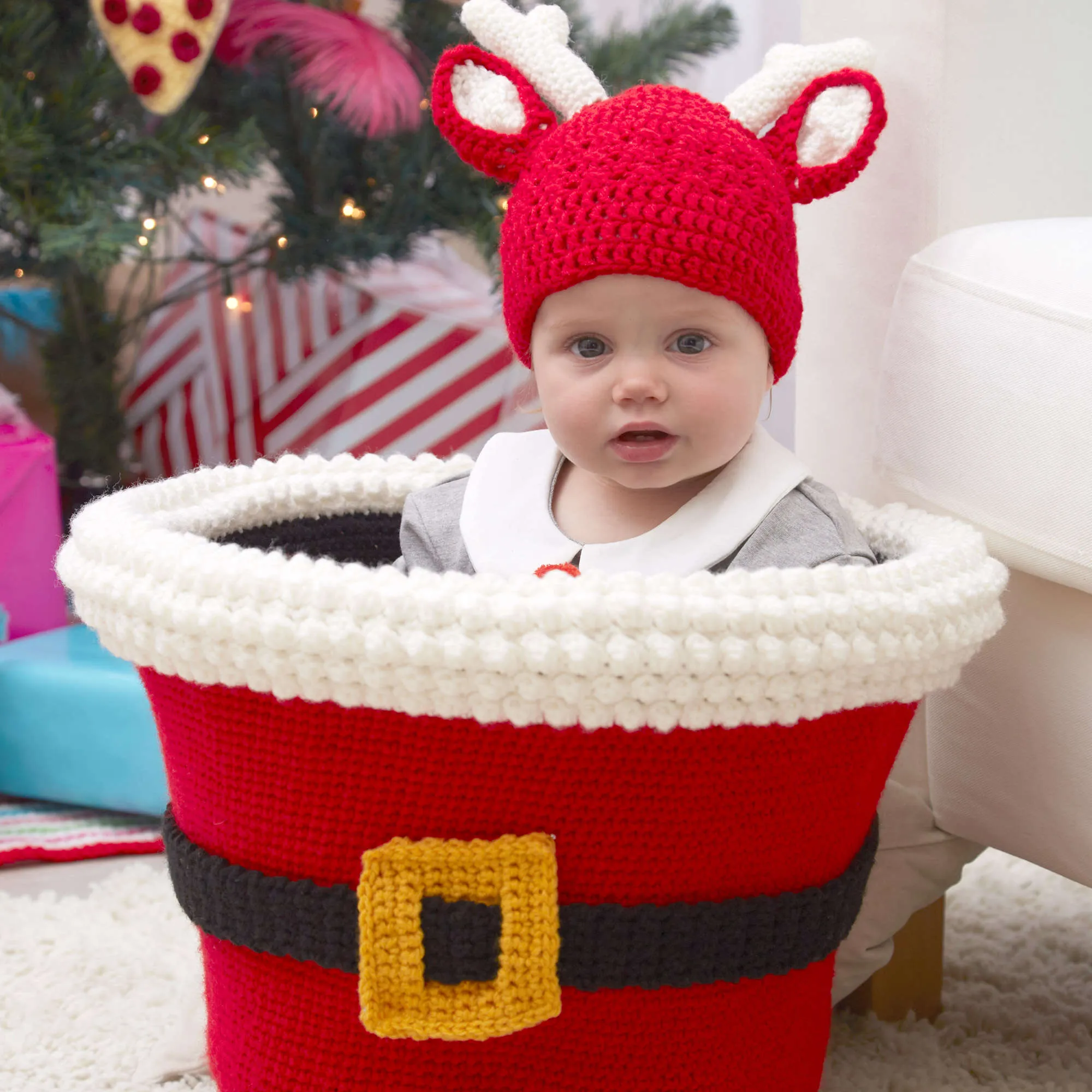 Red Heart Reindeer Crochet Hats