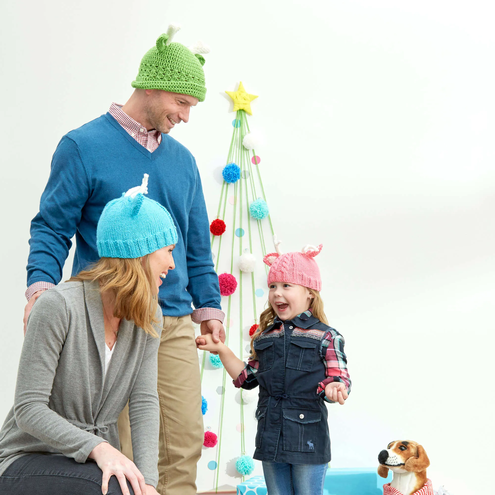 Red Heart Reindeer Crochet Hats