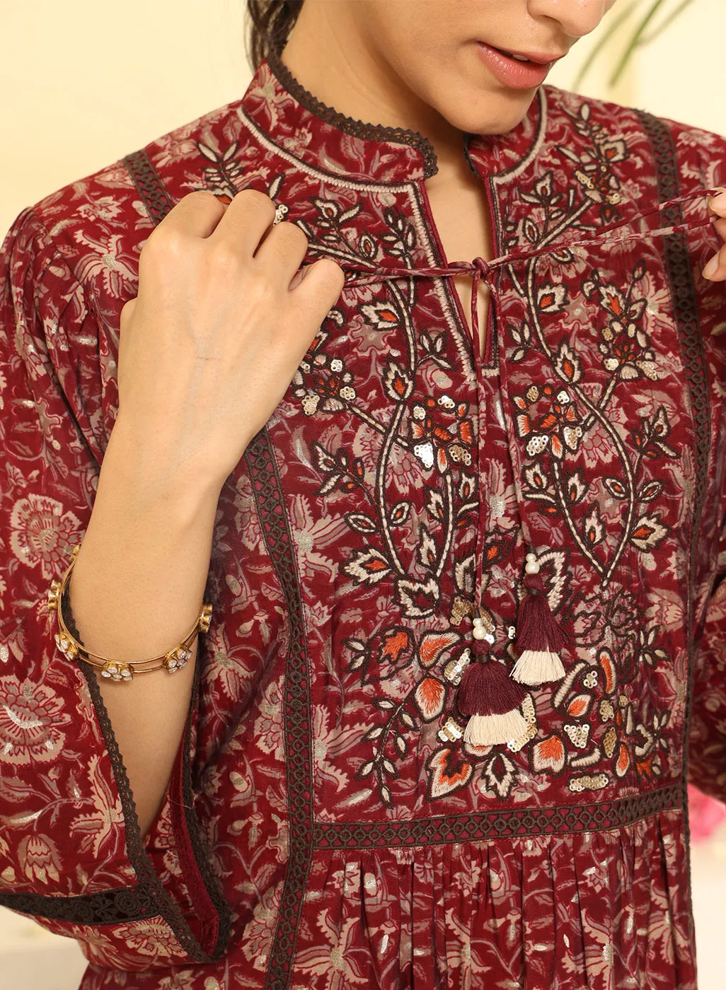 Red Printed Kurta