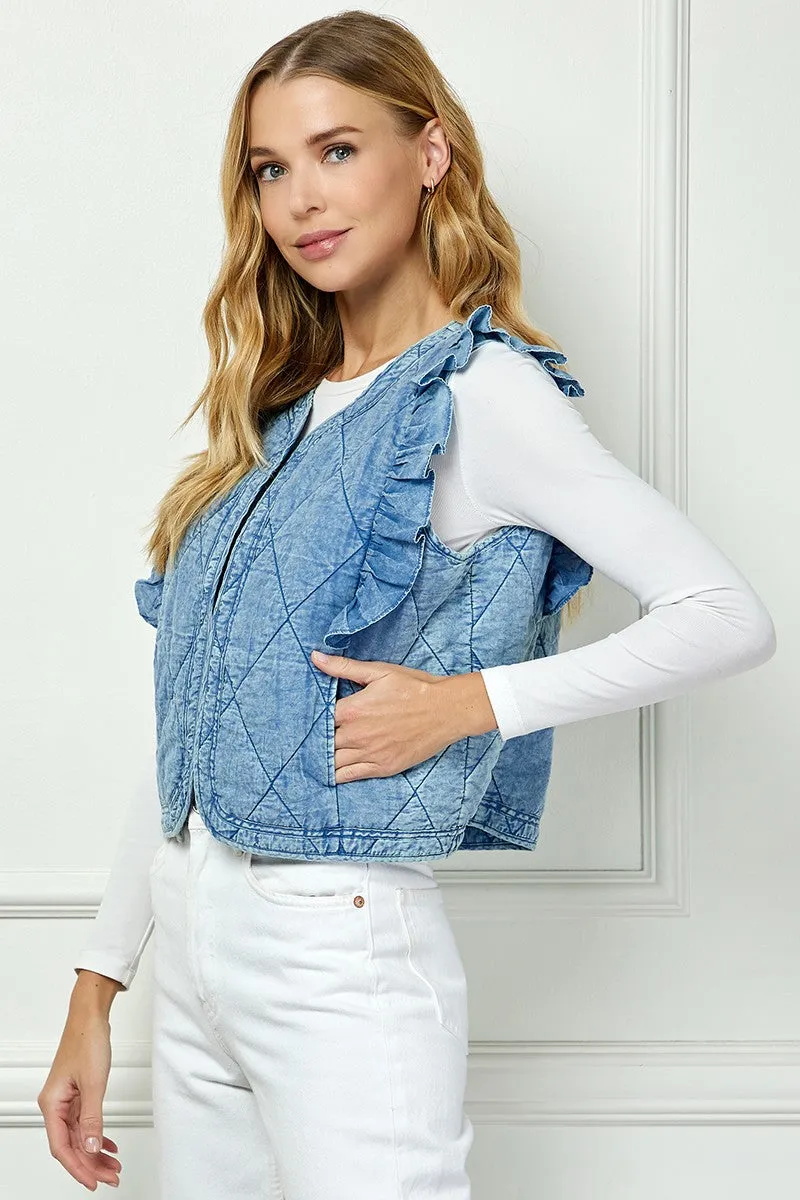 RUFFLE QUILTED VEST