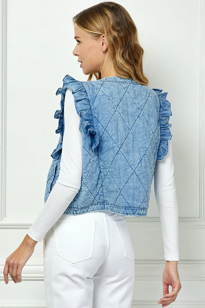 RUFFLE QUILTED VEST