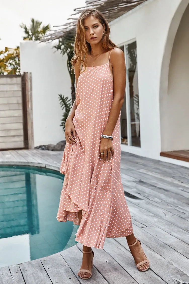 Ruffled Polka Dot Slip Dress