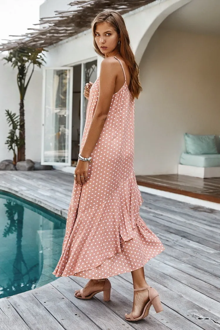 Ruffled Polka Dot Slip Dress